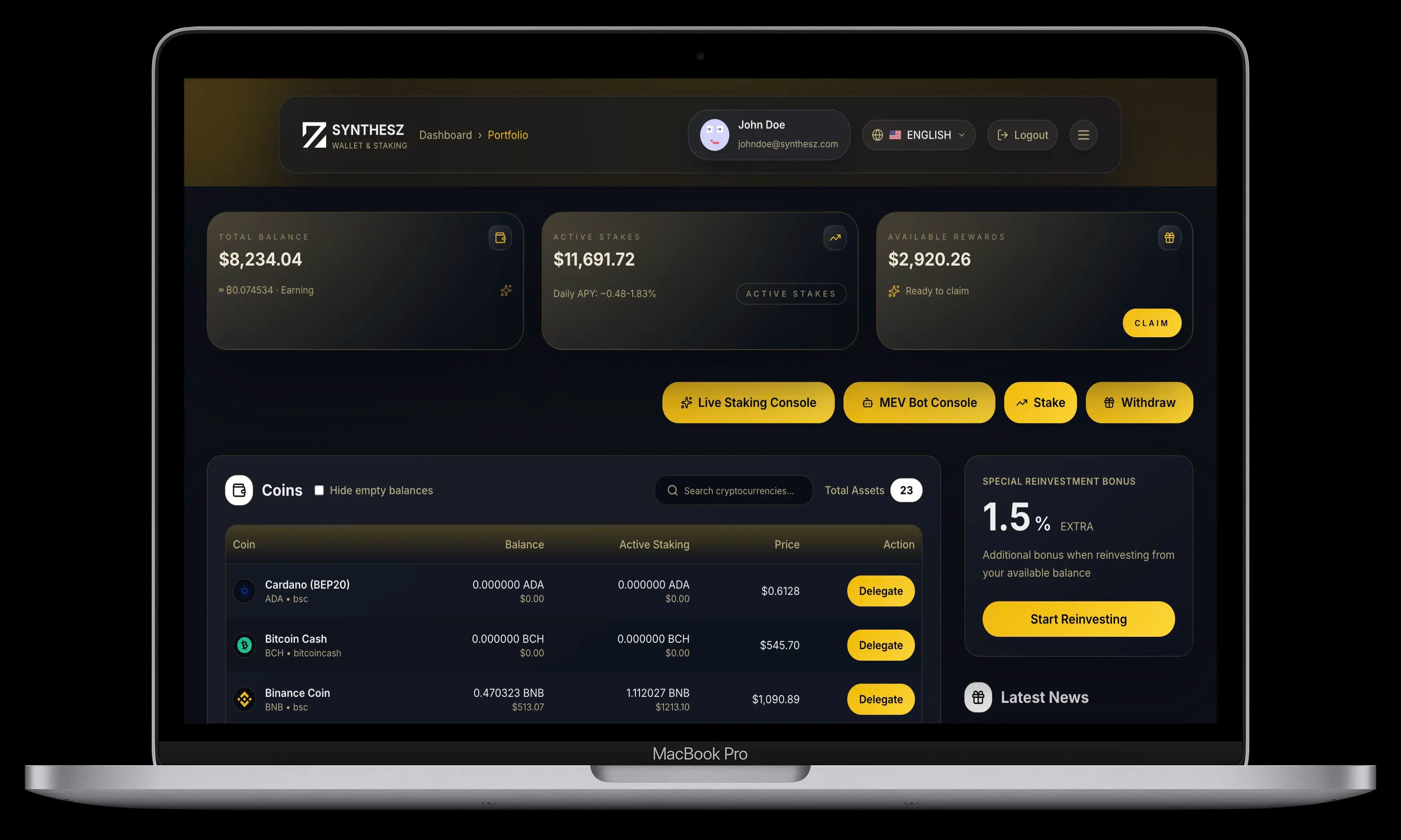 Synthesz mobile app preview