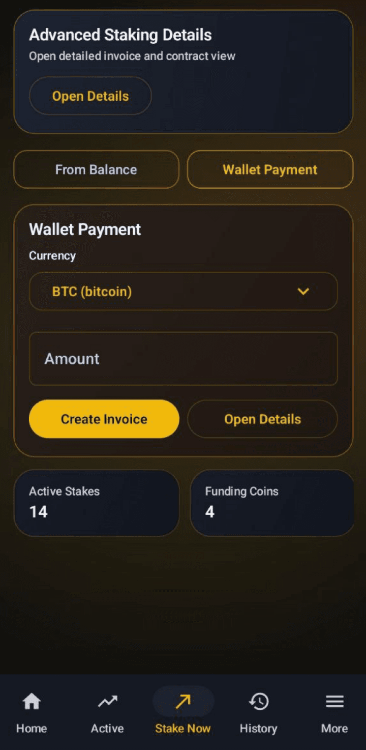 Synthesz app screenshot - Stake Flow